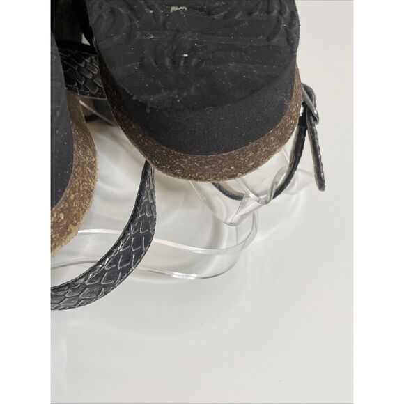 Abeo Womens Sandal Size 9 Black Silver Leather Strappy Ankle Strap Arch Support - Picture 16 of 16